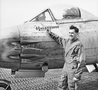 No 77 Squadron Association Korea photo gallery - George Hale and Halestorm -  note the hastily written MIG Kill (AWM via G. Bennett)